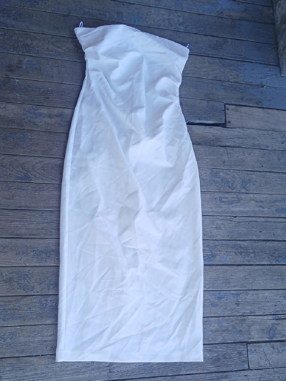 Strapless White Midi Dress - Elegant Minimalist Design